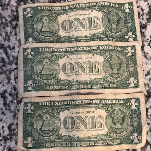 3 1957 B series blue stamped dollar bills - Picture 5 of 5